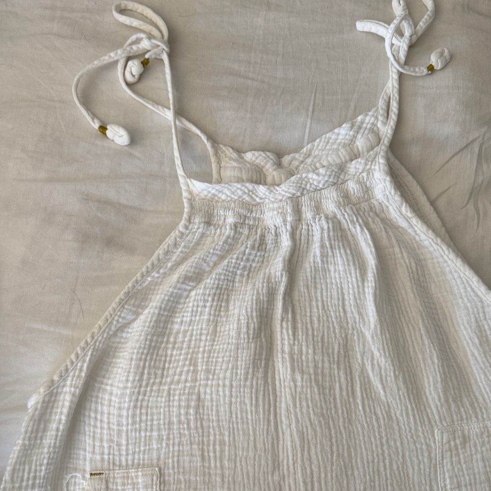 White Textured Sleeveless Romper
